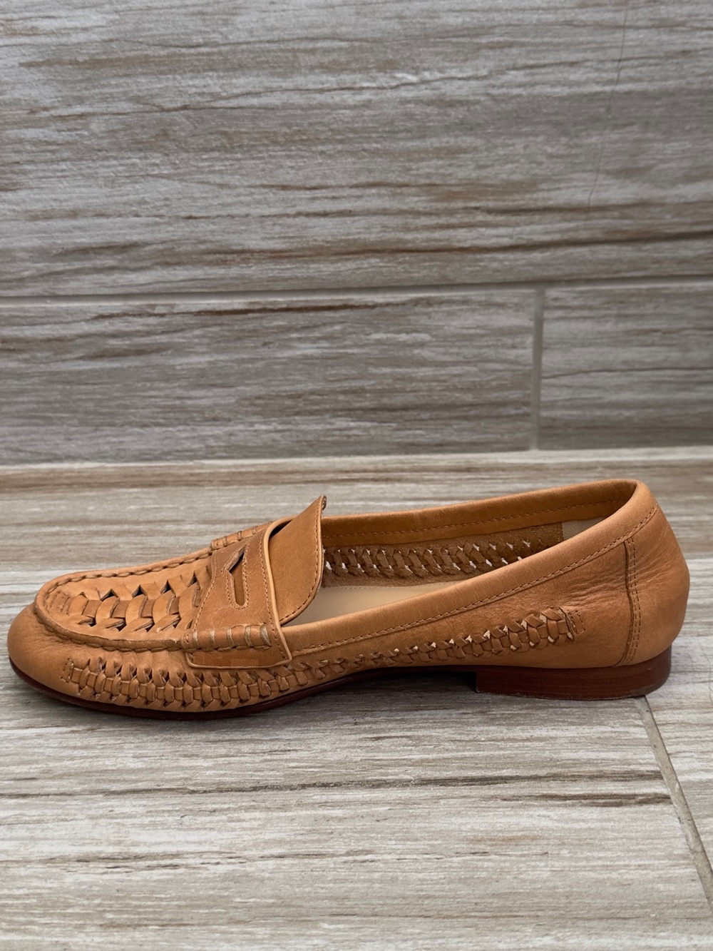 Veronica Beard Cognac Woven Leather Penny Loafers - Picture 5 of 9